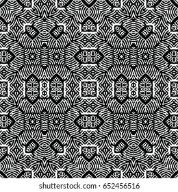 Seamless abstract monochrome engraving pattern. Texture for certificate or diploma, currency and money design. Single-leaf woodcut, xylography, printmaking. Vector Illustration
