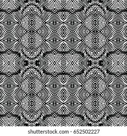 Seamless abstract monochrome engraving pattern. Texture for certificate or diploma, currency and money design. Single-leaf woodcut, xylography, printmaking. Vector Illustration