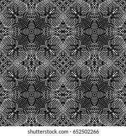 Seamless abstract monochrome engraving pattern. Texture for certificate or diploma, currency and money design. Single-leaf woodcut, xylography, printmaking. Vector Illustration