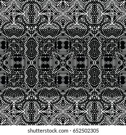 Seamless abstract monochrome engraving pattern. Texture for certificate or diploma, currency and money design. Single-leaf woodcut, xylography, printmaking. Vector Illustration