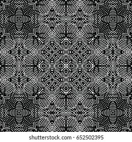 Seamless abstract monochrome engraving pattern. Texture for certificate or diploma, currency and money design. Single-leaf woodcut, xylography, printmaking. Vector Illustration