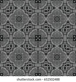 Seamless abstract monochrome engraving pattern. Texture for certificate or diploma, currency and money design. Single-leaf woodcut, xylography, printmaking. Vector Illustration
