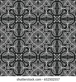 Seamless abstract monochrome engraving pattern. Texture for certificate or diploma, currency and money design. Single-leaf woodcut, xylography, printmaking. Vector Illustration