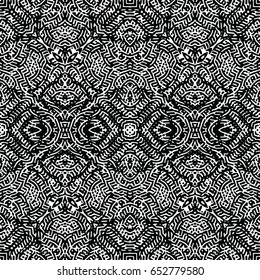 Seamless abstract monochrome engraving pattern. Texture for certificate or diploma, currency and money design. Single-leaf woodcut, xylography, printmaking. Vector Illustration