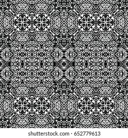 Seamless abstract monochrome engraving pattern. Texture for certificate or diploma, currency and money design. Single-leaf woodcut, xylography, printmaking. Vector Illustration