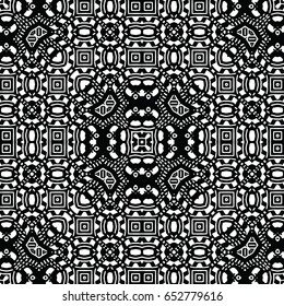 Seamless abstract monochrome engraving pattern. Texture for certificate or diploma, currency and money design. Single-leaf woodcut, xylography, printmaking. Vector Illustration