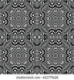 Seamless abstract monochrome engraving pattern. Texture for certificate or diploma, currency and money design. Single-leaf woodcut, xylography, printmaking. Vector Illustration