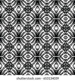 Seamless abstract monochrome engraving pattern. Texture for certificate or diploma, currency and money design. Single-leaf woodcut, xylography, printmaking. Vector Illustration