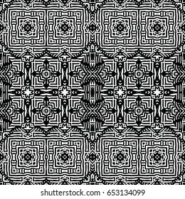 Seamless abstract monochrome engraving pattern. Texture for certificate or diploma, currency and money design. Single-leaf woodcut, xylography, printmaking. Vector Illustration
