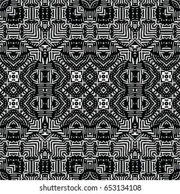 Seamless abstract monochrome engraving pattern. Texture for certificate or diploma, currency and money design. Single-leaf woodcut, xylography, printmaking. Vector Illustration