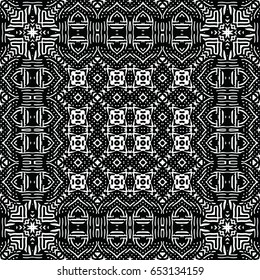 Seamless abstract monochrome engraving pattern. Texture for certificate or diploma, currency and money design. Single-leaf woodcut, xylography, printmaking. Vector Illustration