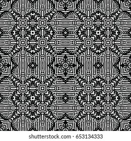 Seamless abstract monochrome engraving pattern. Texture for certificate or diploma, currency and money design. Single-leaf woodcut, xylography, printmaking. Vector Illustration