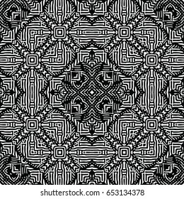 Seamless abstract monochrome engraving pattern. Texture for certificate or diploma, currency and money design. Single-leaf woodcut, xylography, printmaking. Vector Illustration
