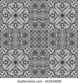 Seamless abstract monochrome engraving pattern. Texture for certificate or diploma, currency and money design. Single-leaf woodcut, xylography, printmaking. Vector Illustration