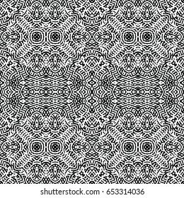 Seamless abstract monochrome engraving pattern. Texture for certificate or diploma, currency and money design. Single-leaf woodcut, xylography, printmaking. Vector Illustration