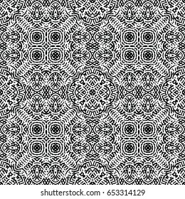 Seamless abstract monochrome engraving pattern. Texture for certificate or diploma, currency and money design. Single-leaf woodcut, xylography, printmaking. Vector Illustration