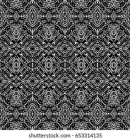 Seamless abstract monochrome engraving pattern. Texture for certificate or diploma, currency and money design. Single-leaf woodcut, xylography, printmaking. Vector Illustration