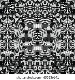 Seamless abstract monochrome engraving pattern. Texture for certificate or diploma, currency and money design. Single-leaf woodcut, xylography, printmaking. Vector Illustration