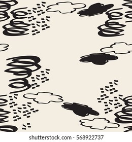 seamless abstract monochrome hand drawn sky pattern background