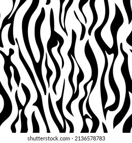 Seamless abstract monochrome pattern. Black and white print with wavy lines, dots and spots. Brush strokes are hand drawn. Vector texture.