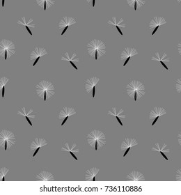 Seamless abstract monochrome pattern with dandelion seeds.