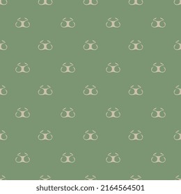 Nahtlose abstrakte monochrome Muster mit ethnischen Symbolen aus dem antiken China. Stylisierte menschliche Gestalt von Vorfahren. Weiße Silhouetten auf grünem Hintergrund.