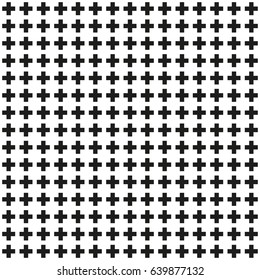 Seamless abstract monochrome plus or cross pattern, black and white wallpaper