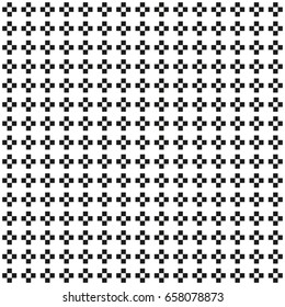 Seamless abstract monochrome plus or cross pattern, black and white wallpaper, missing inner tile in cross shape