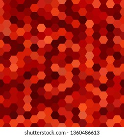 Seamless abstract mosaic background. Hexagons geometric background. Design elements. Vector illustration. Red, orange colors.