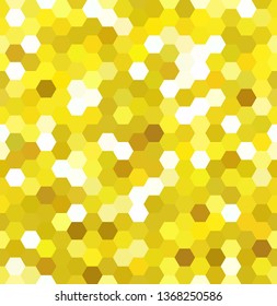 Seamless abstract mosaic background. Hexagons geometric background. Design elements. Vector illustration. Yellow, white colors.