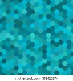 seamless abstract mosaic background. Hexagons geometric background. Design elements. Vector illustration. Blue colors. 