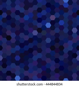 seamless abstract mosaic background. Hexagons geometric backdrop. Design elements. Vector illustration. Dark blue color. 