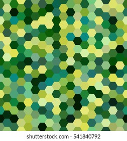 seamless abstract mosaic background. Hexagons geometric background. Design elements. Vector illustration. Yellow, green colors. 