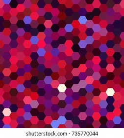 seamless abstract mosaic background. Hexagons geometric background. Design elements. Vector illustration. Red, pink, purple colors.
