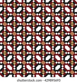 Seamless abstract mosaic background in red, white and black colors. Mosaic texture for wrapping paper, textile, wallpaper design
