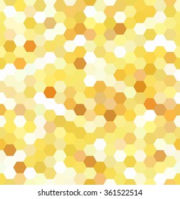 seamless abstract mosaic background. Yellow, white colors. Hexagons geometric background. Design elements. Vector illustration