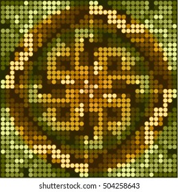 Seamless abstract mosaic pattern formed by dots of different colors. Vector illustration in pixel art style