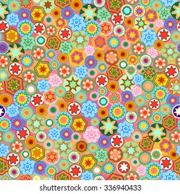 Seamless abstract mosaic pattern. Millefiori - colorful vector background.