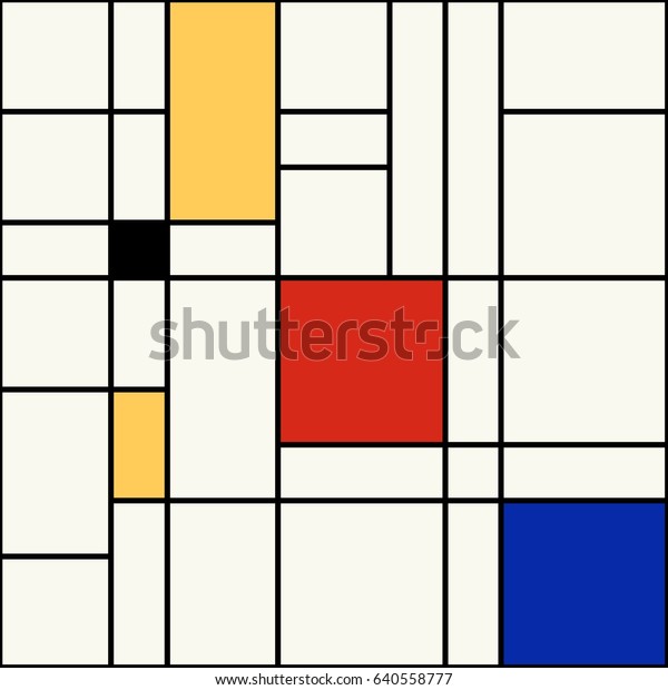 シームレスな抽象的モザイクパターン モンドリアン様式 ベクター画像 のベクター画像素材 ロイヤリティフリー