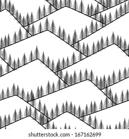 seamless abstract mountains with fir background
