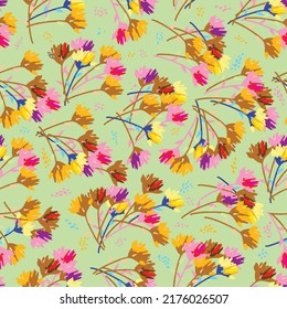 seamless abstract multicolour bunch of flowerspattern background , greeting card or fabric