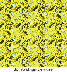 Nahtlose abstrakte Naturkulisse mit handgezeichneten Blumen.