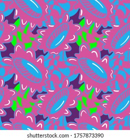 Seamless abstract nature backdrop with hand draw flowers.