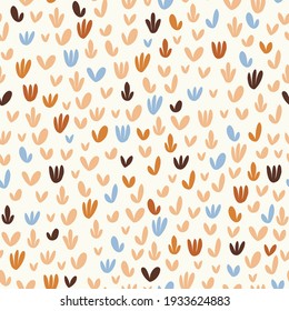 Nahtlose abstrakte Naturmuster auf weißem Hintergrund, kleine Elemente. Textur, minimalistisch. Handgezeichnete Elemente. Design für Textilien, Wallpaper, Verpackung, Druckerzeugnisse. Vektorgrafik