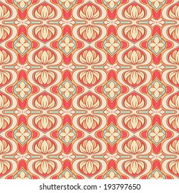 seamless abstract nature pattern with pink flowers. vector illustration