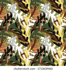 Seamless abstract neture pattern with leaves, branches.