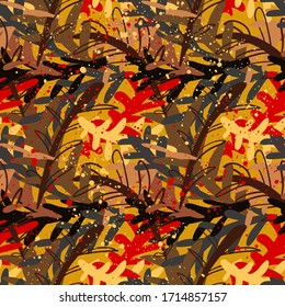 Seamless abstract neture pattern with leaves, branches.
