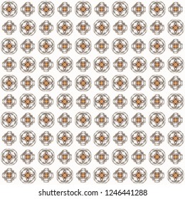 Seamless abstract orange gray texture on white background. Arranged in a staggered manner two medium floral fractal patterns.
