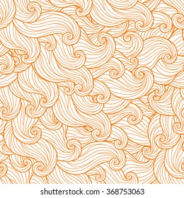 Seamless abstract  orange  hand-drawn waves pattern, wavy background. Seamless pattern can be used for wallpaper, pattern fills, web page background,surface textures. Gorgeous seamless background