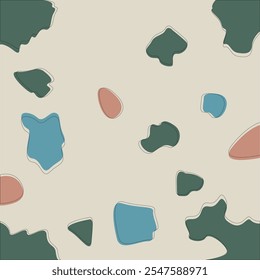 Seamless abstract organic blog shapes in various colors with offset outline surface pattern design for printing. High quality illustration. Modern graphic tile design